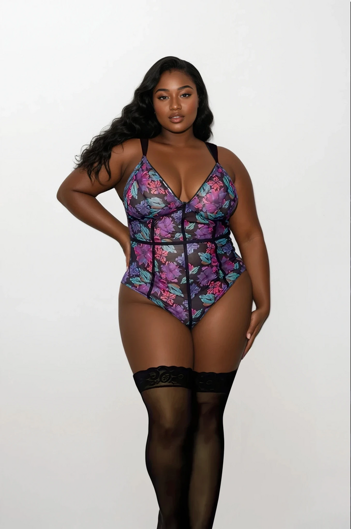 Midnight Floral Mesh Bodysuit