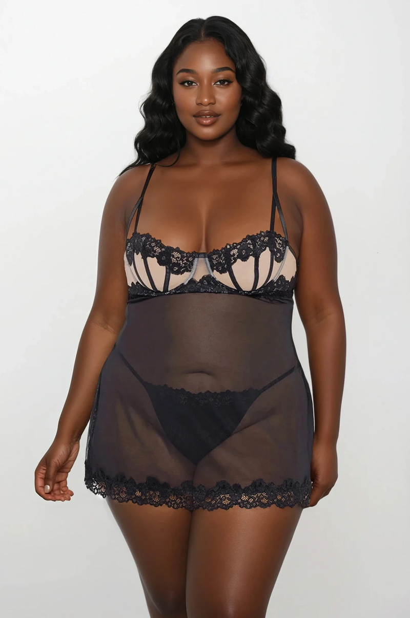 Lustful Lace Open Back Babydoll