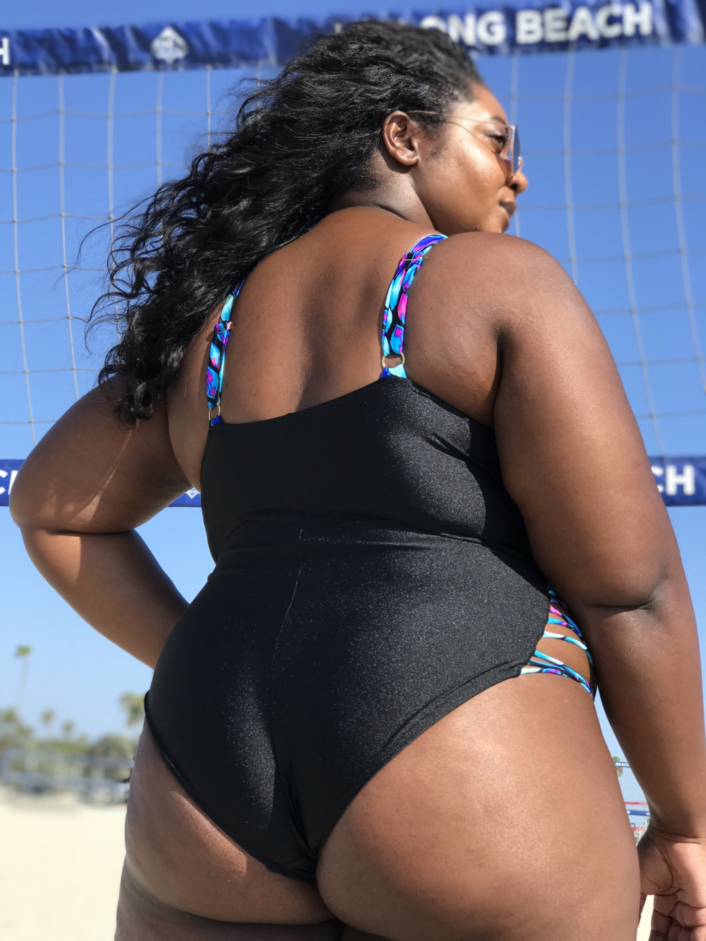 Black Oasis Plunging One Piece Swimsuit