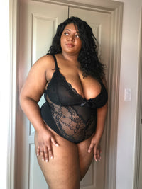 Plus Size Black Valentine Lace Teddy Lingerie