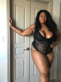 Plus Size Black Valentine Lace Teddy Lingerie