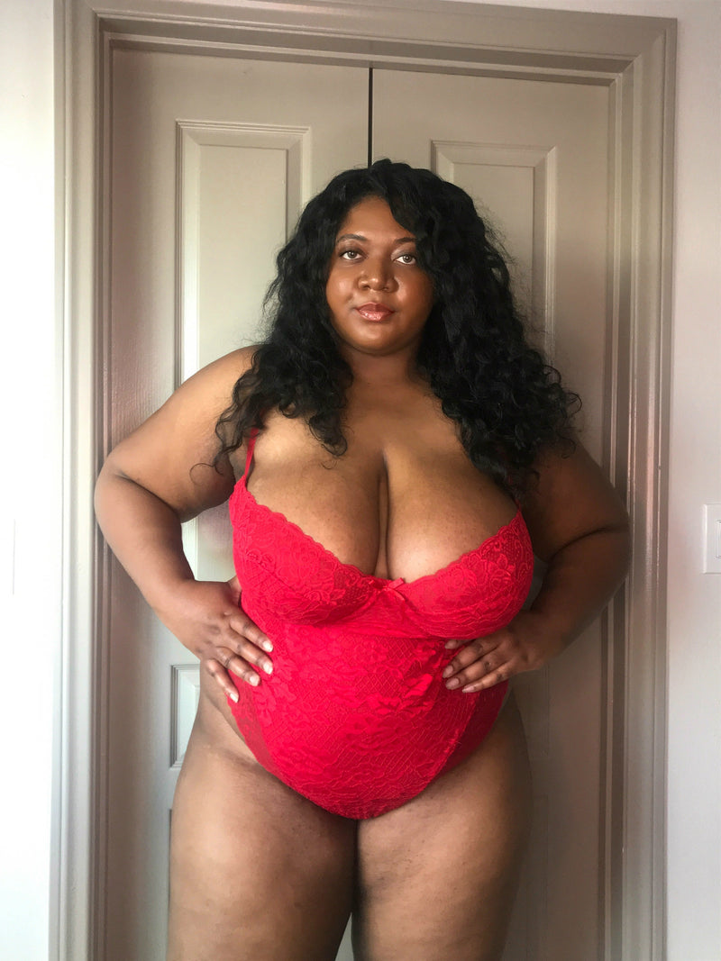 Plus Size Red Lace Teddy Lingerie