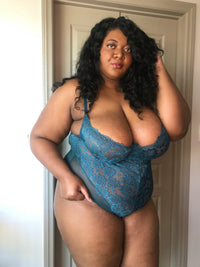 Plus Size Teal Underwire Lace Teddy Lingerie