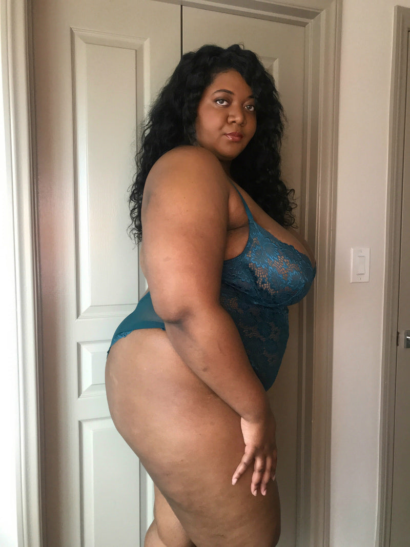 Plus Size Teal Underwire Lace Teddy Lingerie