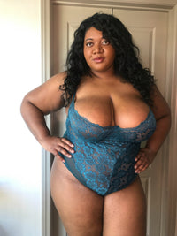 Plus Size Teal Underwire Lace Teddy Lingerie