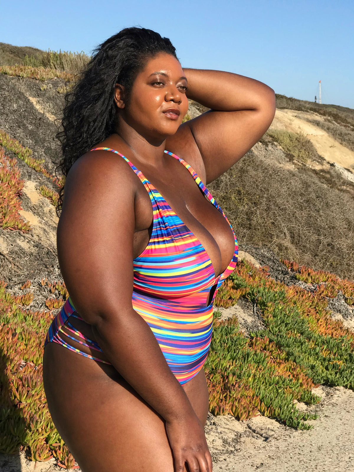 Plus Size Sweet Stripes  One Piece Swimsuit